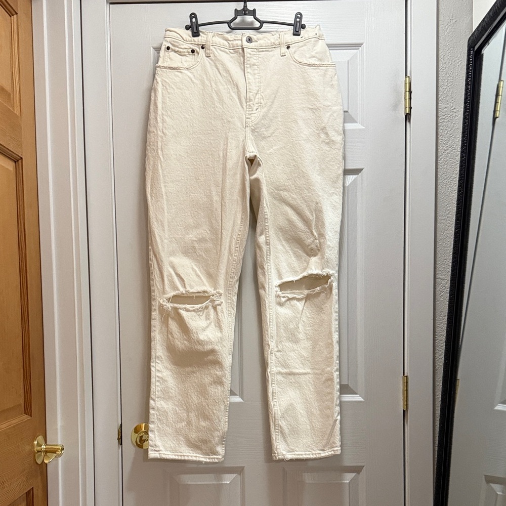 WOMENS ABERCROMBIE CURVE LOVE  HIGH RISE JEANS CREAM/OFF WHITE 31/12